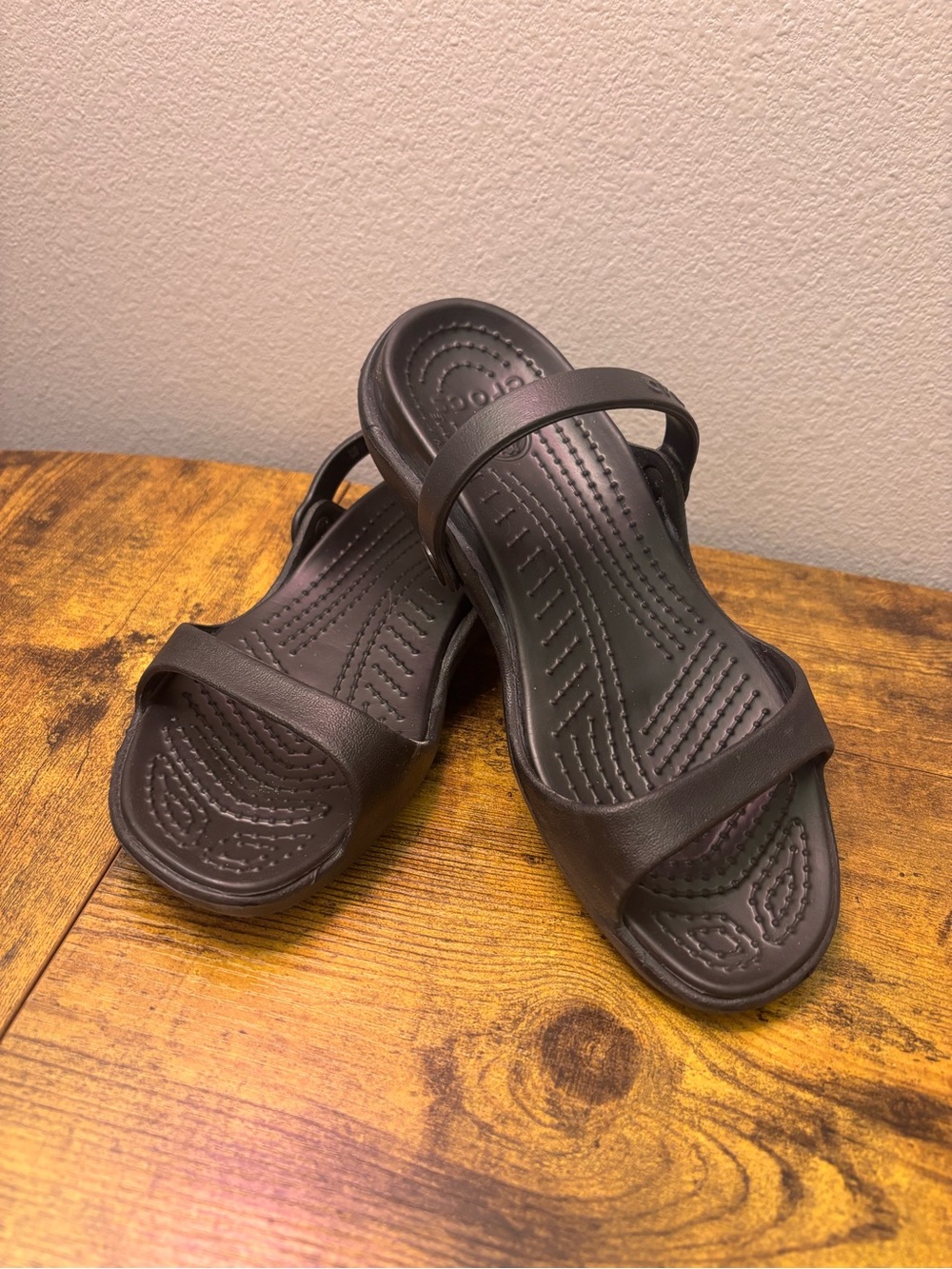 CROCS Black Double-Strap Comfort Slides